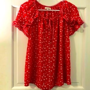 Pretty flowing red print top. Size XS. Like new. Only worn a couple times.